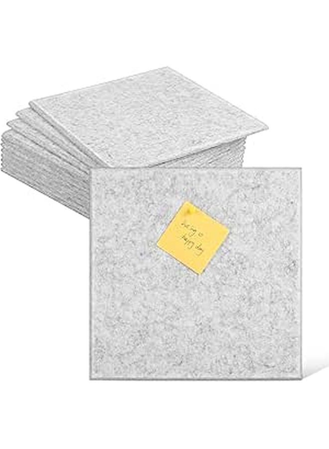 Silver Grey Adhesive Felt Bulletin Board 12 Pack Office Wall Tiles Memo Board - Image 1