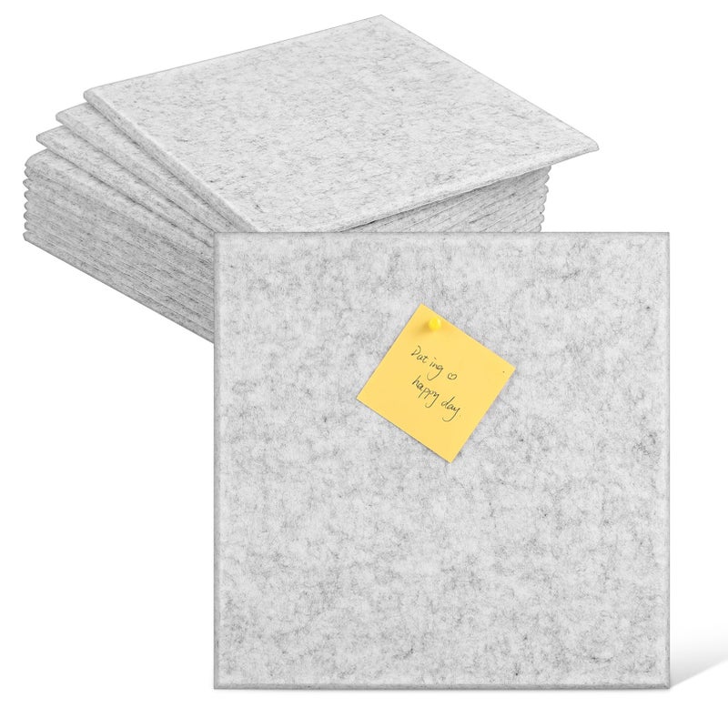Silver Grey Adhesive Felt Bulletin Board 12 Pack Office Wall Tiles Memo Board - Image 2