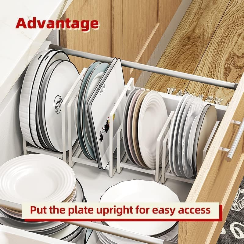 Khazna Kitchen Space Saver Dish Rack - White, Large, 2 Pieces - Image 3