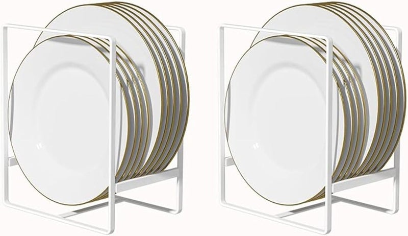 Khazna Kitchen Space Saver Dish Rack - White, Large, 2 Pieces - Image 1