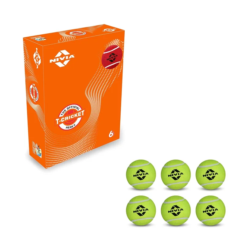 نيفيا Nivia Heavy Weight Cricket Tennis Balls - Pack of 6