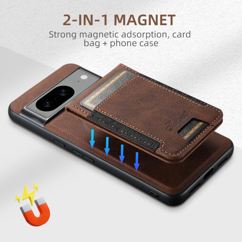 Suteni For Google Pixel 6 H17 Litchi Texture Leather Magnetic Detachable Wallet Phone Case(Brown) - Image 3
