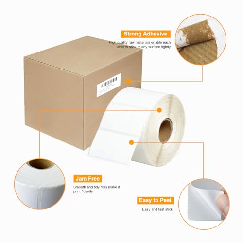Labelebal 【15600 Labels/12 Rolls】 3-Proof 1" Core Labelebal 2" x 1" Direct Thermal Label (51mm x 25mm) Multipurpose Shipping Address Barcodes Labels Compatible for Zebra & Rollo Desktop Label Printer - Image 5