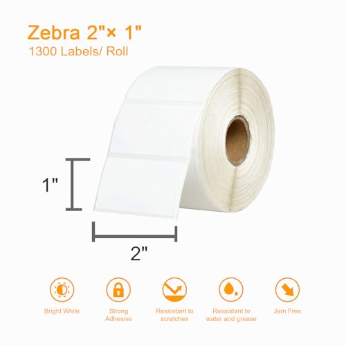 Labelebal 【15600 Labels/12 Rolls】 3-Proof 1" Core Labelebal 2" x 1" Direct Thermal Label (51mm x 25mm) Multipurpose Shipping Address Barcodes Labels Compatible for Zebra & Rollo Desktop Label Printer - Image 3