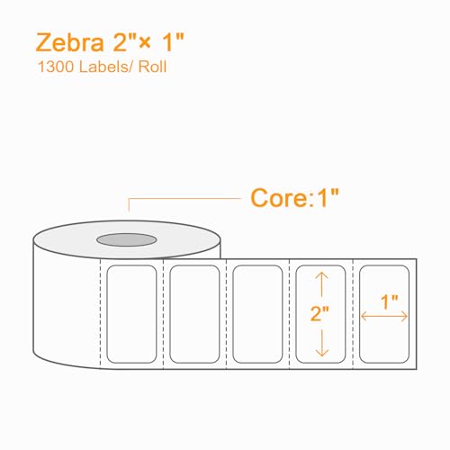 Labelebal 【15600 Labels/12 Rolls】 3-Proof 1" Core Labelebal 2" x 1" Direct Thermal Label (51mm x 25mm) Multipurpose Shipping Address Barcodes Labels Compatible for Zebra & Rollo Desktop Label Printer - Image 2