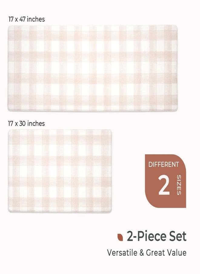 FRESHMINT Modern Farmhouse Plaid 2 Piece Set Kitchen Mats for Floor Anti Fatigue Waterproof & Non-Skid Kitchen Rugs Cushioned Kitchen Mat for Standing Washable Comfort Desk Kitchen Runners - Image 5