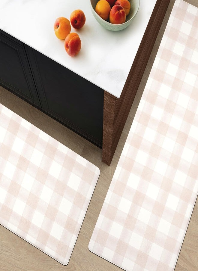 FRESHMINT Modern Farmhouse Plaid 2 Piece Set Kitchen Mats for Floor Anti Fatigue Waterproof & Non-Skid Kitchen Rugs Cushioned Kitchen Mat for Standing Washable Comfort Desk Kitchen Runners - Image 2