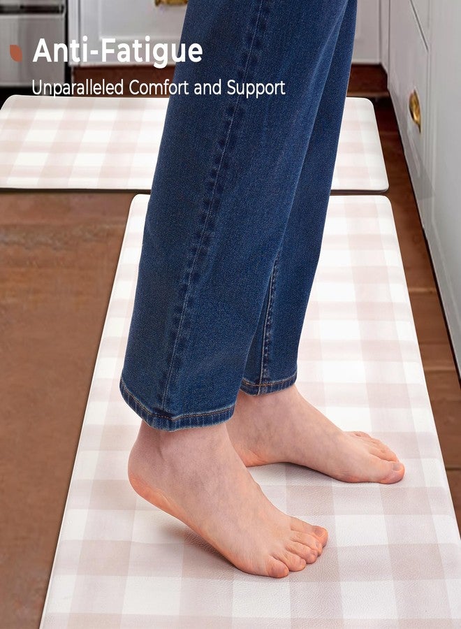 FRESHMINT Modern Farmhouse Plaid 2 Piece Set Kitchen Mats for Floor Anti Fatigue Waterproof & Non-Skid Kitchen Rugs Cushioned Kitchen Mat for Standing Washable Comfort Desk Kitchen Runners - Image 3