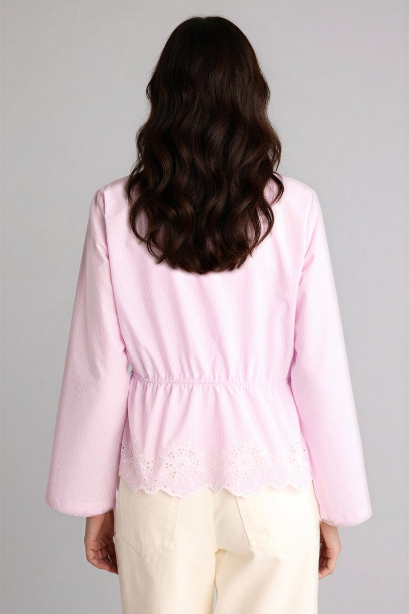 DeFacto Pink Woman Regular Fit Cotton Long Sleeve Tunic Casual - Image 5