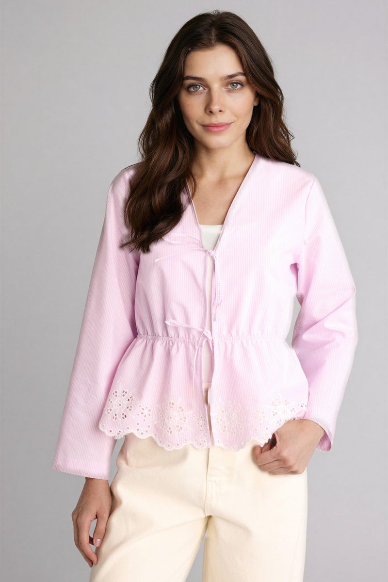 DeFacto Pink Woman Regular Fit Cotton Long Sleeve Tunic Casual - Image 3