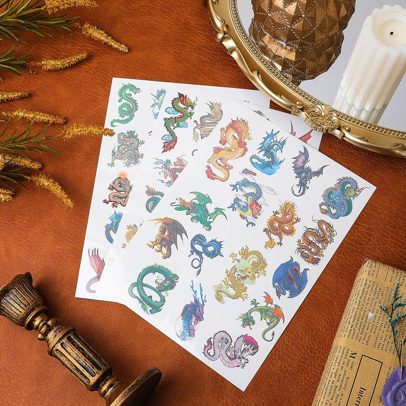 Maitys 288 Pieces 18 Sheets Dragon Temporary Tattoos Stickers, Dragon Birthday Party Favor Supplies Waterproof Tattoos for Kids Adults Good Party Decor Classroom Prizes Rewards - Image 4