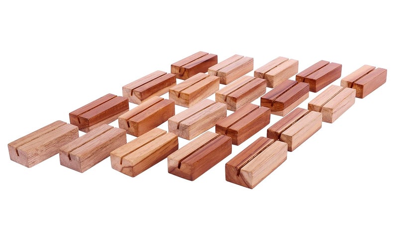 MIHAD Wooden Place Card Holders | Table Number Holders | Photo, Business card Display Stand For Desk, Tabletop , Dinner Home Party, Events, Restaurant Table Nos. Cards, Photo Holders, Postcard, (20) - Image 1