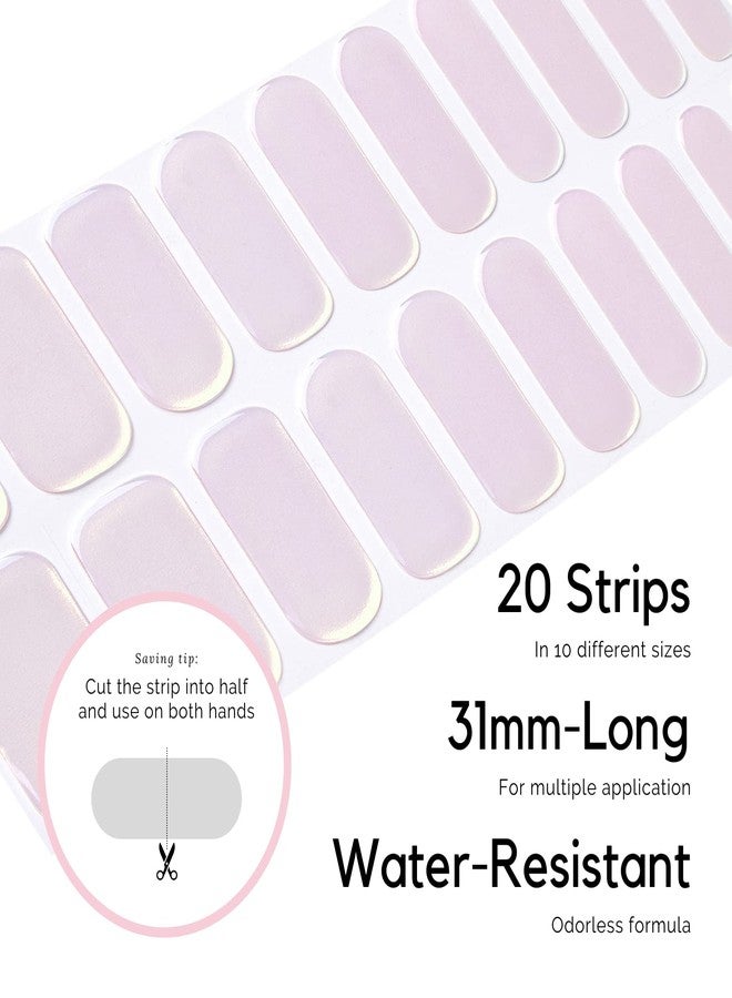 NAILOG Semi Cured Gel Nail Strips 20 Pcs | Buy 2 Get 1 UV Lamp | Extra Long Nail Wraps with Glossy Gel Finishing | Pink Moonlight - Image 4