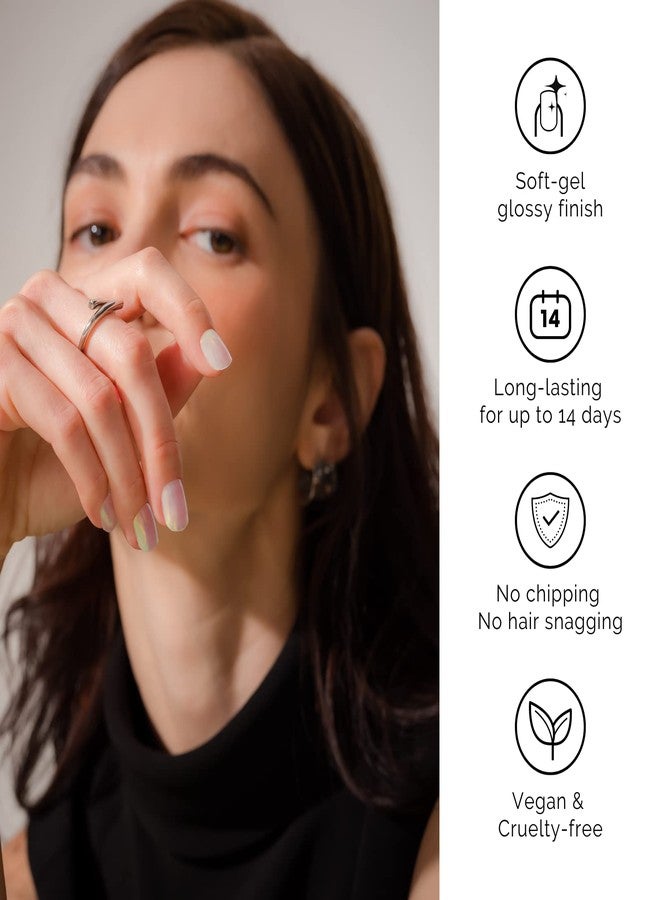 NAILOG Semi Cured Gel Nail Strips 20 Pcs | Buy 2 Get 1 UV Lamp | Extra Long Nail Wraps with Glossy Gel Finishing | Pink Moonlight - Image 3
