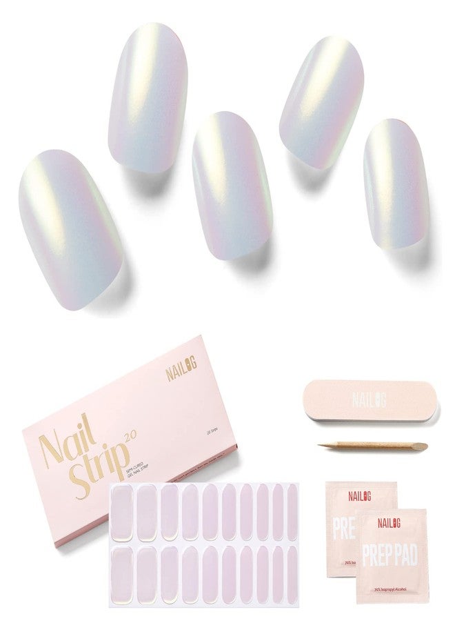 NAILOG Semi Cured Gel Nail Strips 20 Pcs | Buy 2 Get 1 UV Lamp | Extra Long Nail Wraps with Glossy Gel Finishing | Pink Moonlight - Image 1