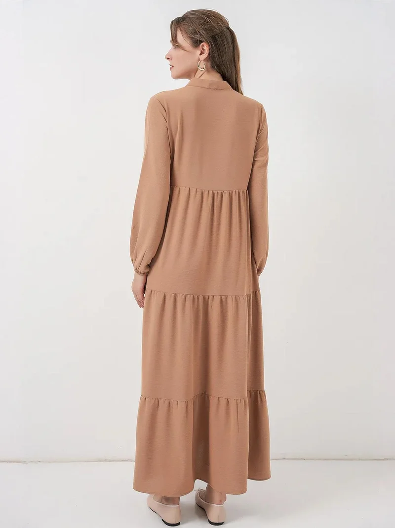 Big Dart Beige Natural BDART Maxi Dress with Bow Detail for Women | Best Price UAE