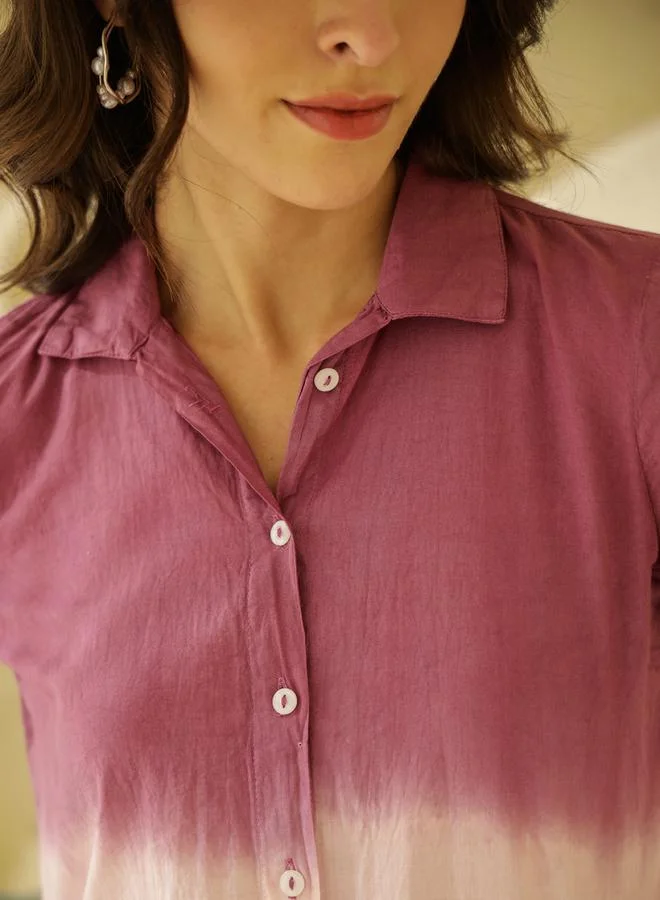 sanskrutihomes sanskrutihomes Dip Dye Printed Cotton Shirt and Pyjama Set