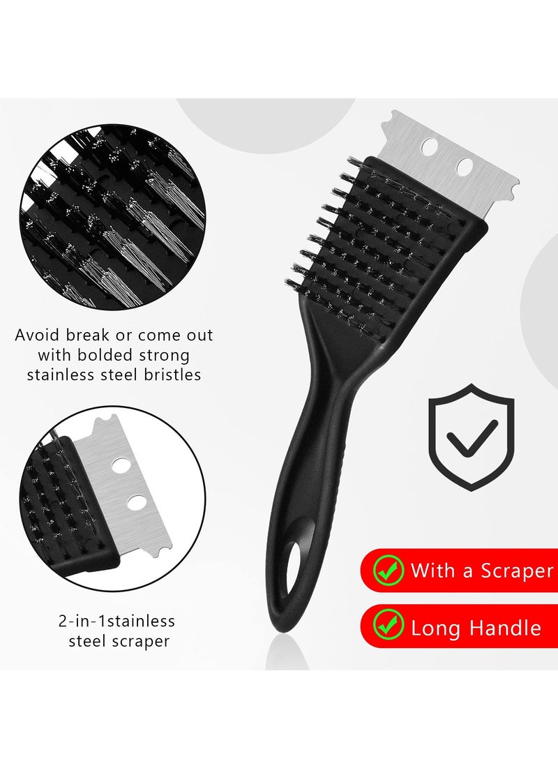 SYOSI Grill Brush for Outdoor Grill, 4 Pieces 8 Inch Extra Strong BBQ Cleaner Accessories, Grill Grate Brush Cleaner, Heavy Duty Barbecue Grill Cleaning Brush, for Cleaning Grills - Image 3