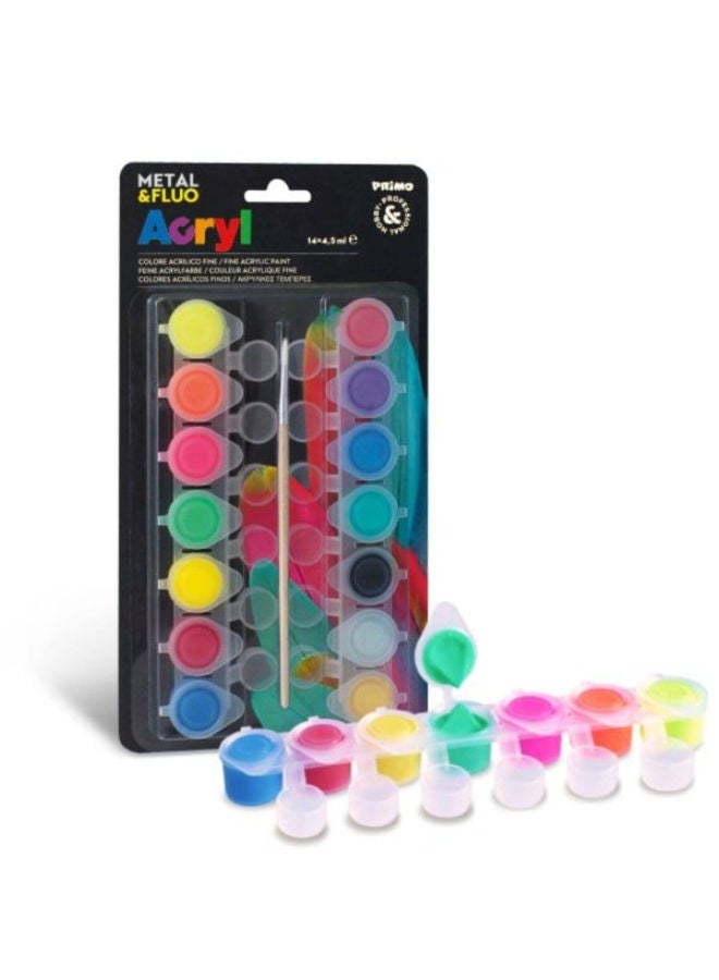 Acrylic Paint Set /14 Metallic + Fluo