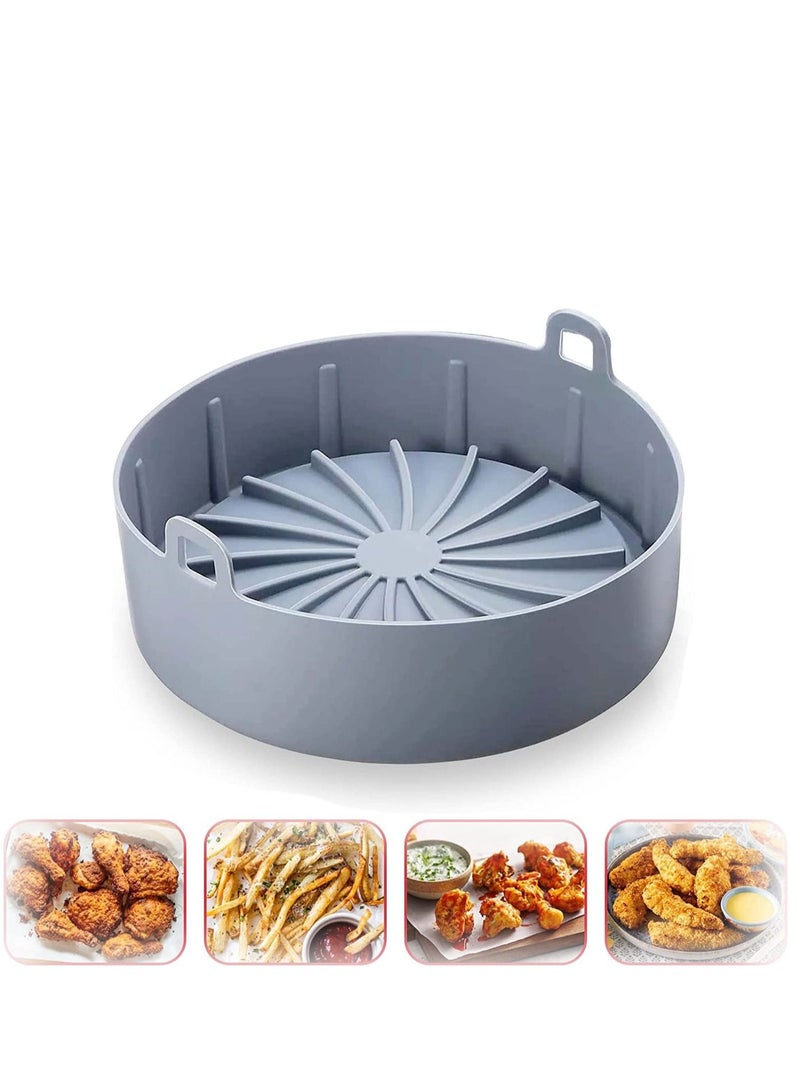 SYOSI Priceless Silicone Pot Food Safe Air fryers Oven accessories Easy Cleaning Oven No More Harsh reusable Basket Grey - Image 1