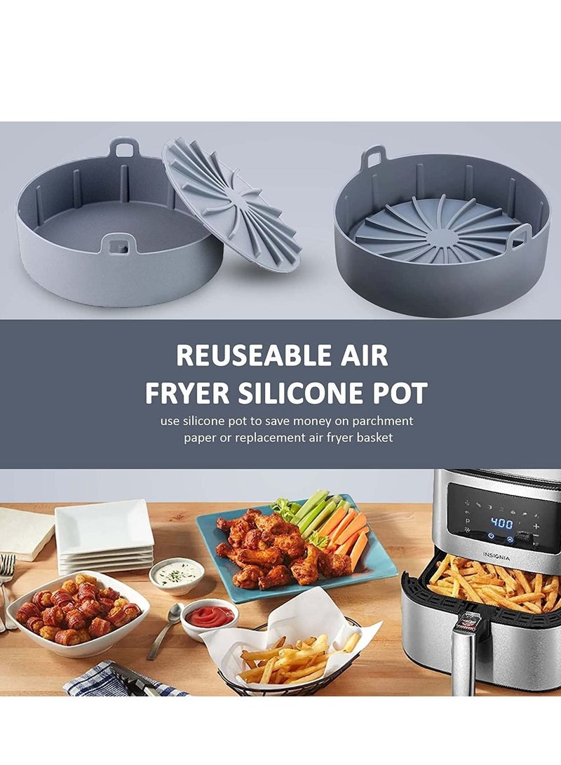 SYOSI Priceless Silicone Pot Food Safe Air fryers Oven accessories Easy Cleaning Oven No More Harsh reusable Basket Grey - Image 3