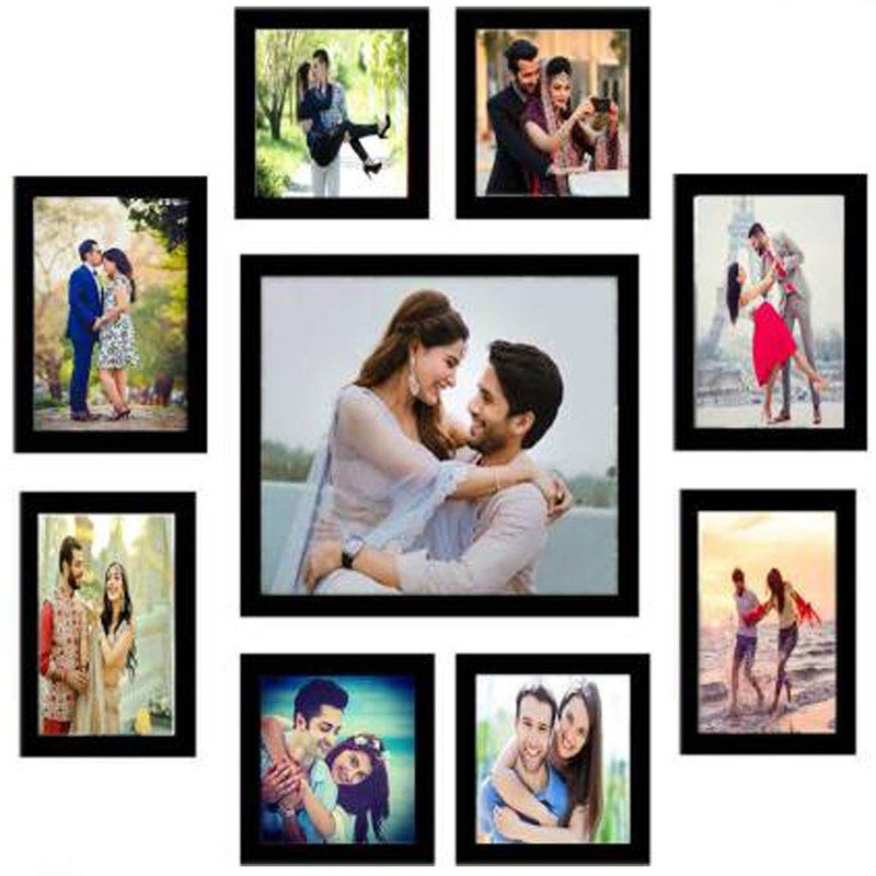 ARkick Big Designer Synthetic Polymer Wood Photo Frames for Wall Decor FamilyFriendsCouplesBedroomAnniversary and Big DesignerLiving Room Black White Color - Image 1