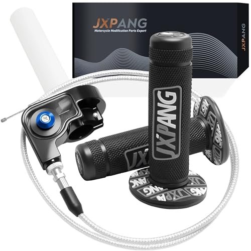JXPANG 22mm 7/8" Throttle Twists Grip with Throttle Cable Upgraded Universal for Off-Road Motorcycle 250 Dirt Pit Motor Mini Bike YCF CRF70 TTR SSR KLX110 Thumpstar (Type A-Black) - Image 1