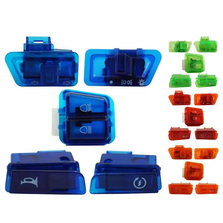 Cloudzy Motorcycle Transparent Horn Self-Start Indicator Headlight Dim/Dip Switches Button Fog Light Turn Signal Blinker High Low Beam Electric Start Modular Switch [ Pack of 5 ] (Blue) - Image 3
