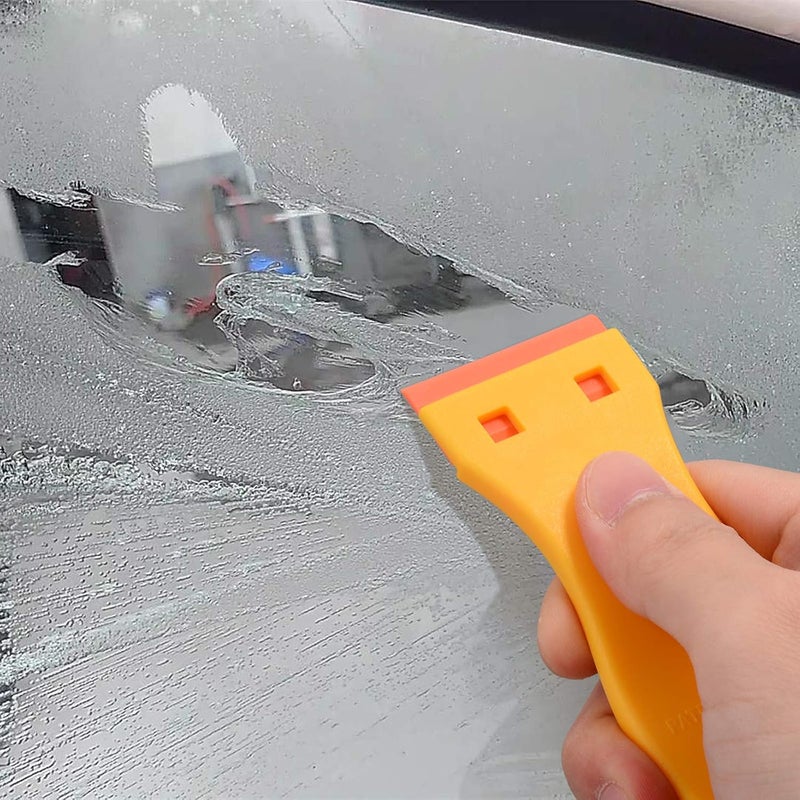 Ehdis 1.5" Plastic Razor Scraper Tool with 10pcs Double Edged Blades for Adhesive Remover,Removing Labels Stickers Decals Taping on Glass Windows(Yellow) - Image 3