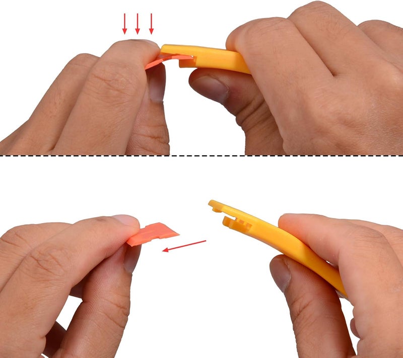 Ehdis 1.5" Plastic Razor Scraper Tool with 10pcs Double Edged Blades for Adhesive Remover,Removing Labels Stickers Decals Taping on Glass Windows(Yellow) - Image 4