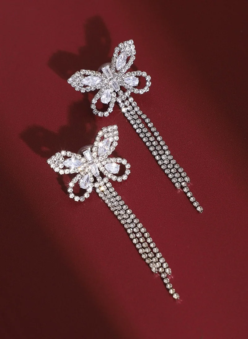 SOHI SOHI Women The Bijou-Papillon Drop Earrings | Crystal  Colour | One-Size | Artificial Stone Alloy Material | Push Back Closure | Earrings For Casual & Evening Wear