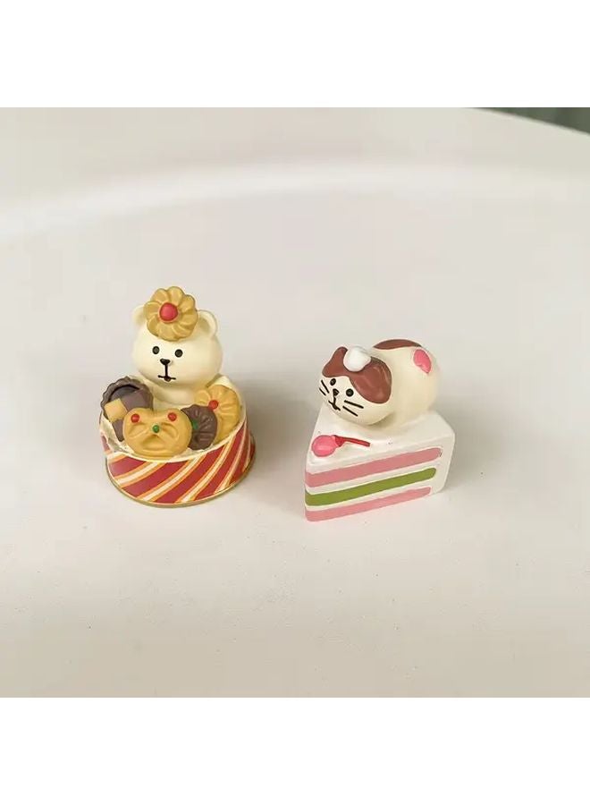 Bear Cat Cake Toppers Resin Animal Figurines For Christmas Holiday Party Decor - Image 1