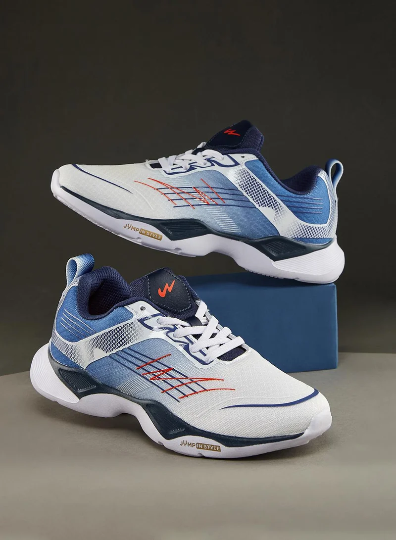 CAMPUS Kids White Low-Top Sneakers - Vibrant Color Splash Shoes with Airy Comfort and Trendy Design