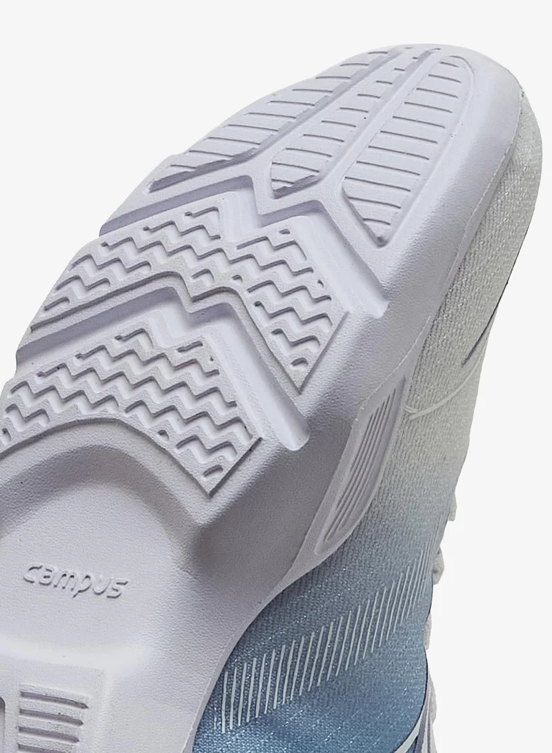 CAMPUS Kids White Low-Top Sneakers - Vibrant Color Splash Shoes with Airy Comfort and Trendy Design