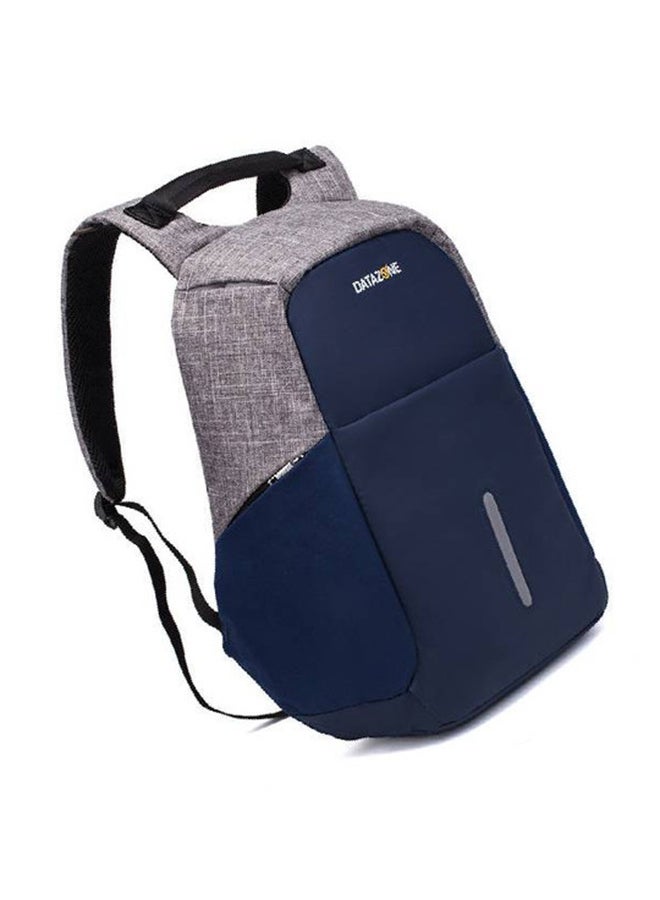 Datazone Waterproof Laptop Backpack With USB Charging Port Blue/Grey - Image 3