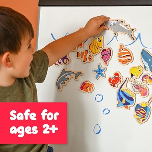 SPARK & WOW Spark Wow Wooden Magnets Sea Life Magnets for Kids Ages 2 OpenEnded Play Adhere to Fridges Whiteboards and More - Image 5