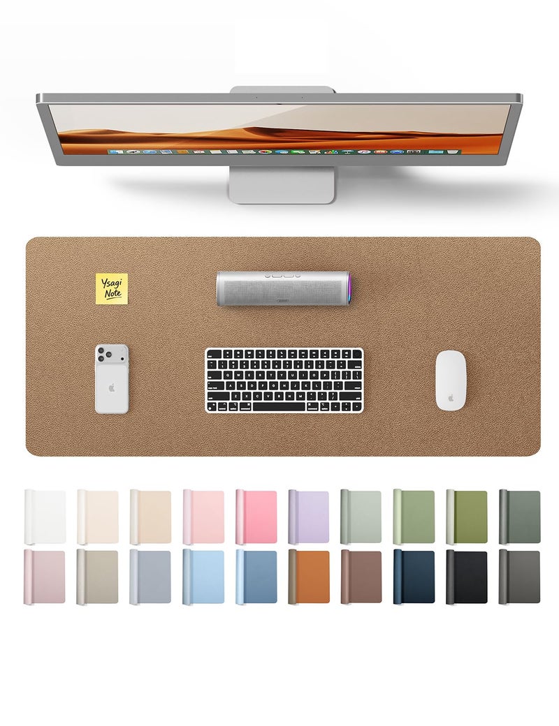 YSAGi Leather Desk Protector, Office Mat, Large Mouse Mat, Non-Slip PU Leather Blotter, Laptop Desk Pad, Waterproof Writing Pad for Office and Home (Bronze, 23.6" x 13.8") - Image 1