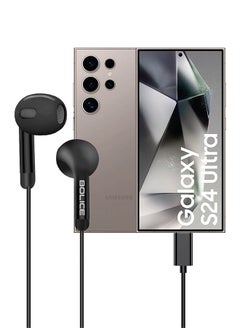BOLICE USB C Headphones Compatiable with Samsung Galaxy S24 Ultra USB C In-Ear Headphones with Microphone Volume Control and Pure Sound Black  - Image 1