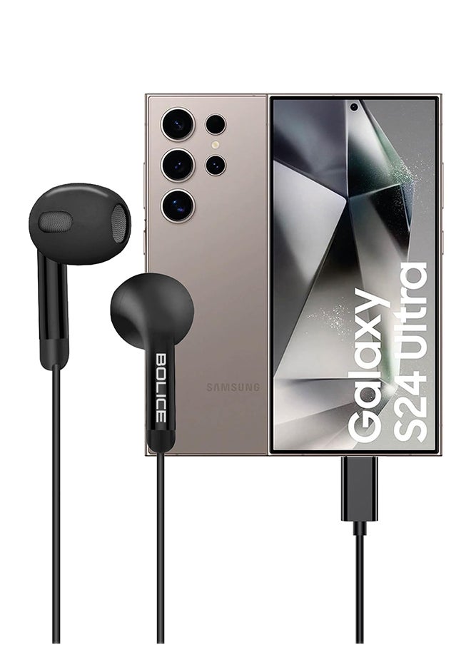 BOLICE USB C Headphones Compatiable with Samsung Galaxy S24 Ultra USB C In-Ear Headphones with Microphone Volume Control and Pure Sound Black  - Image 1