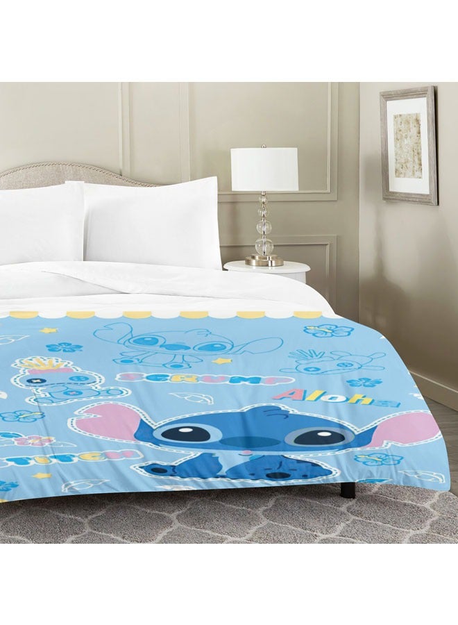 Cartoon Stitch pattern bedding three-piece set with soft microfiber polyester sheets including cover and two pillowcases (size 150cmX200cm)  - Image 2
