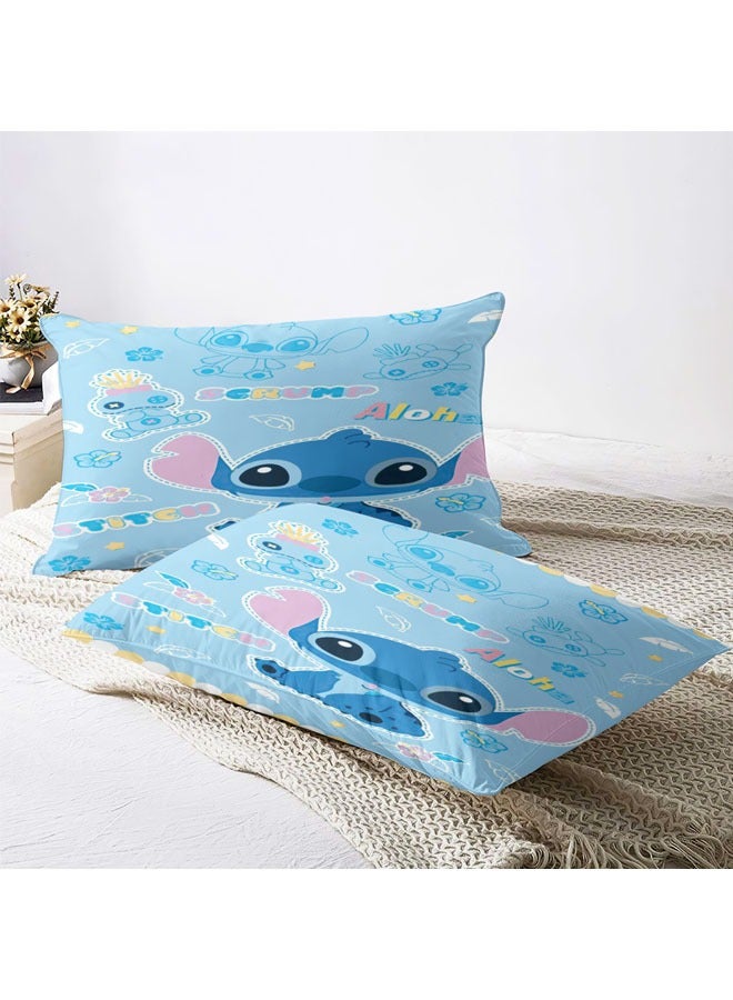 Cartoon Stitch pattern bedding three-piece set with soft microfiber polyester sheets including cover and two pillowcases (size 150cmX200cm)  - Image 3