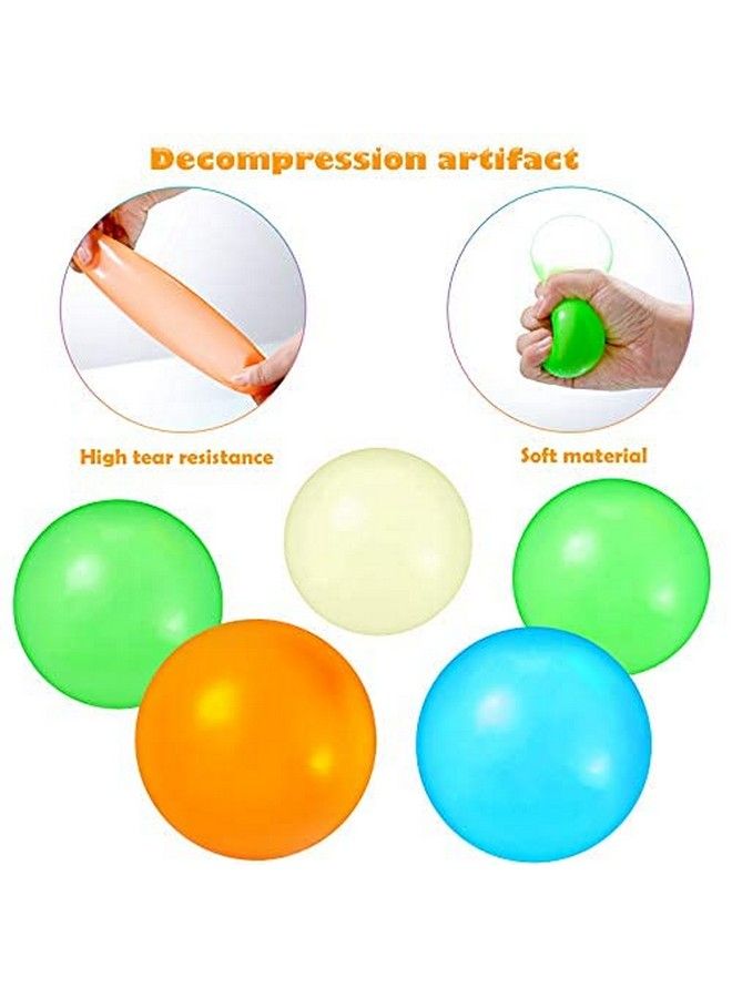 Skylety 8 قطع كرات مضيئة في الظلام للتوتر / كرات لزجة تلتصق بالسقف كرات مضيئة للعب للاسترخاء للمراهقين والبالغين (أبيض أزرق برتقالي أخضر 1.8 بوصة) - Image 5