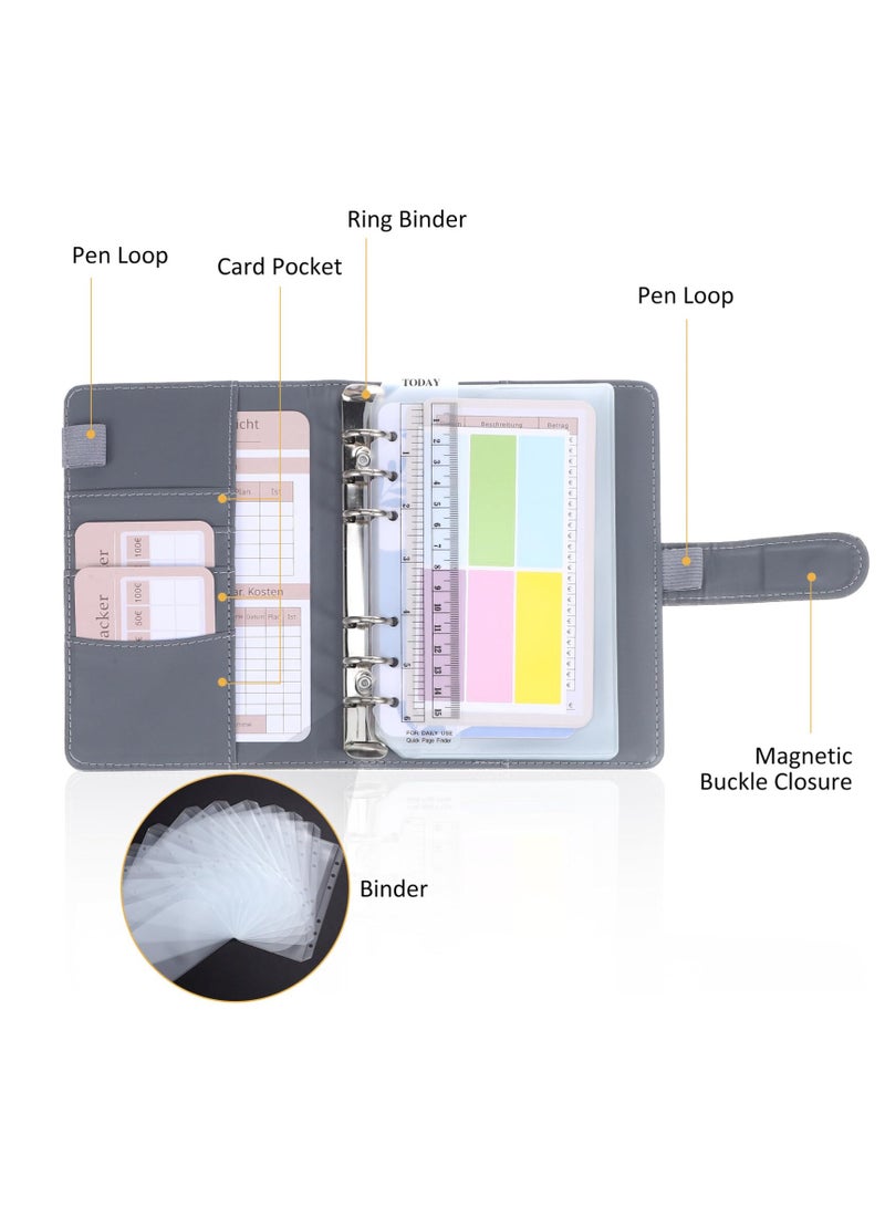 Excefore Budget Planner, Expense Notebook with 12 open pockets, 1 set of money cards, 1 ruler, 6 labels 2, 3 German labels, Financial Planner, Household Financial Planner, Household Budget Planner, Grey - Image 4