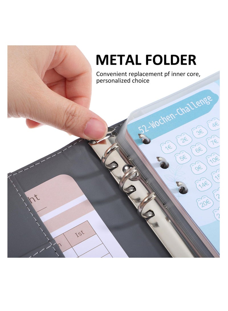 Excefore Budget Planner, Expense Notebook with 12 open pockets, 1 set of money cards, 1 ruler, 6 labels 2, 3 German labels, Financial Planner, Household Financial Planner, Household Budget Planner, Grey - Image 5