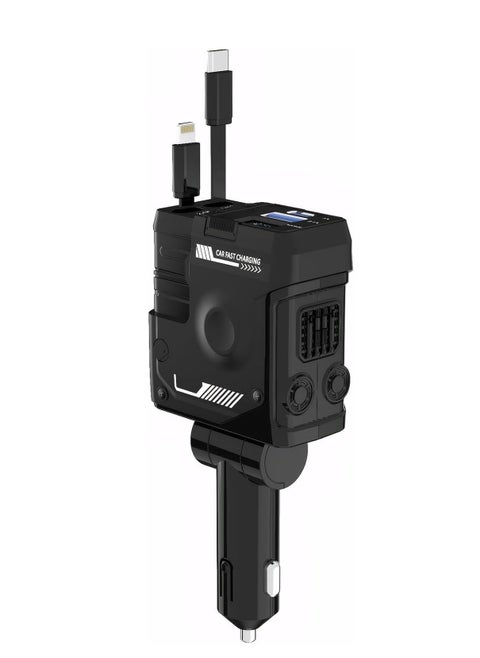Retractable Car Charger 4 In 1 Fast Car Charger, 66W Car Charger with Lightning & Type-C Wires, PD 36W, Universal Compatibility, Simultaneous Charging, Car Phone Charger with Retractable Cable (31.5 inches) and 2 USB Port Adapters