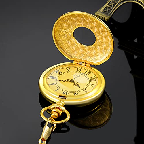 LYMFHCH Vintage Pocket Watch Roman Numerals Scale Quartz Pocket Watches with Chain Christmas Graduation Birthday Gifts Fathers Day - Image 4