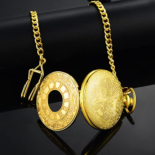 LYMFHCH Vintage Pocket Watch Roman Numerals Scale Quartz Pocket Watches with Chain Christmas Graduation Birthday Gifts Fathers Day - Image 5