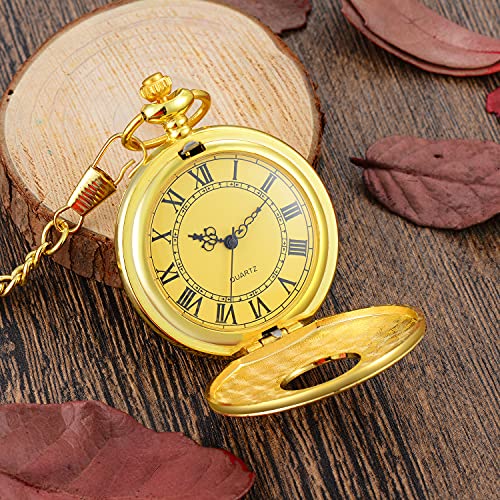 LYMFHCH Vintage Pocket Watch Roman Numerals Scale Quartz Pocket Watches with Chain Christmas Graduation Birthday Gifts Fathers Day - Image 3