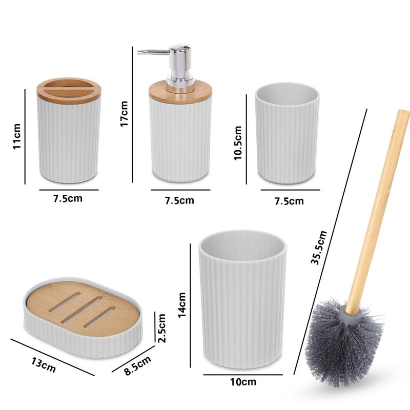 Generic Bamboo Bathroom Accessories Set, 5 PCS, White, Rectangular - Image 5