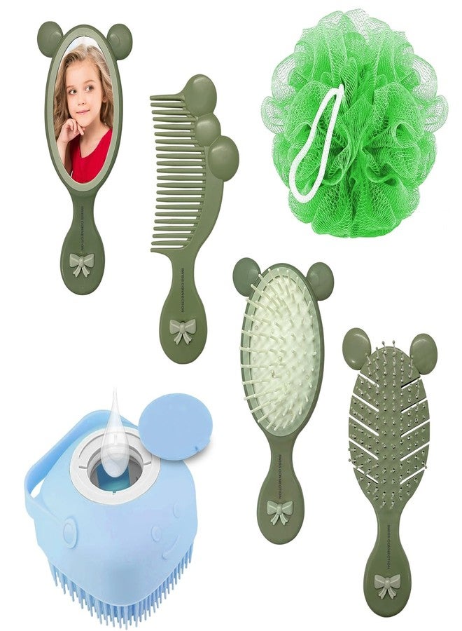 Swiss Connection Baby Grooming Kit Combo,Hairbrush, Hair Comb, Face Mirror,Soft bristles Perfect Grooming Accessories for Kids Multicolor(Pack of 4) - Image 1